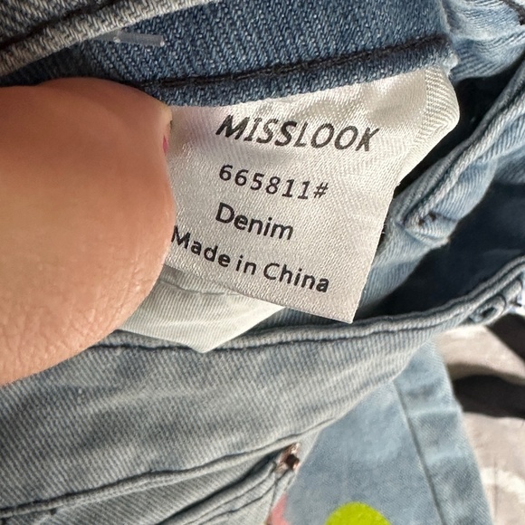 Misslook Floral Painted Distressed Mom Jeans High Rise Art To Wear Medium 8-10 - Picture 6 of 7